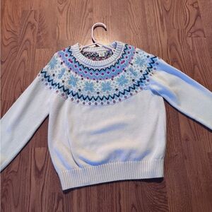 Girls Winter Sweater - White and Blue
